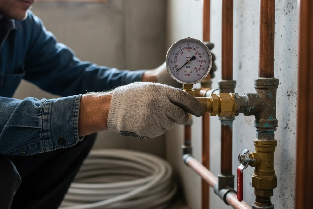 Pressure testing a repaired line during Water Line Repair in Macatawa
